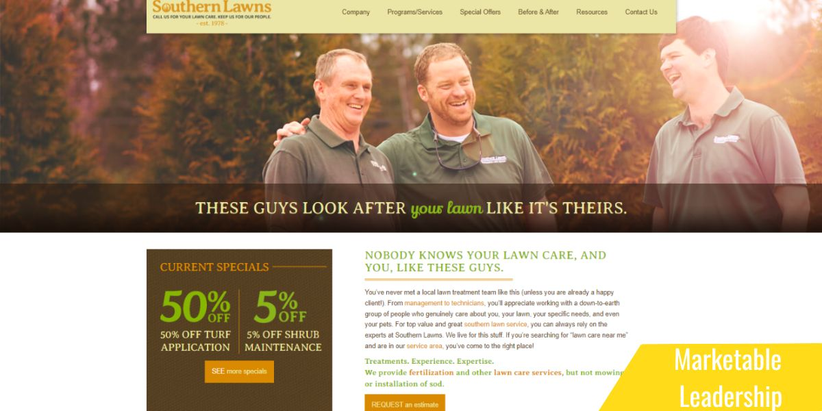 Lawncare Website with marketable Leadership